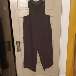 Womens Baggy Brown Cropped  Jumpsuit